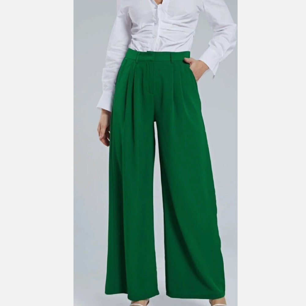 NEW Micas Green Wide Leg Suit Pants Size S